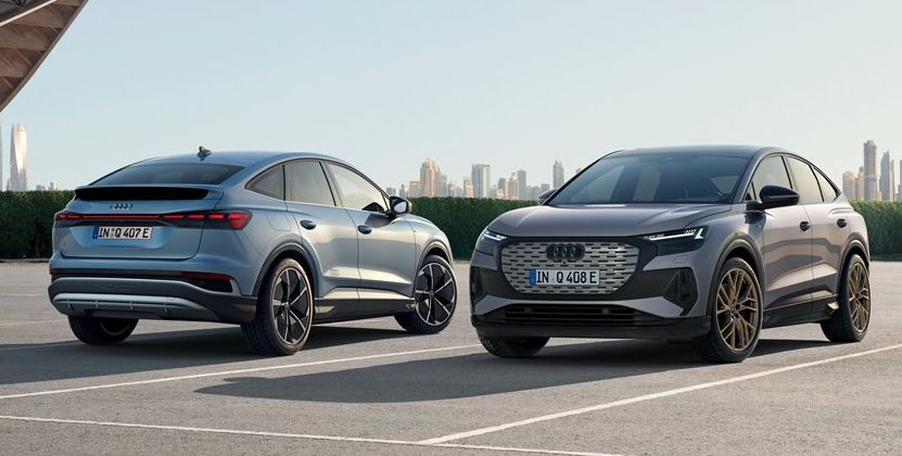 Q4 e-tron i sølvgrå.
